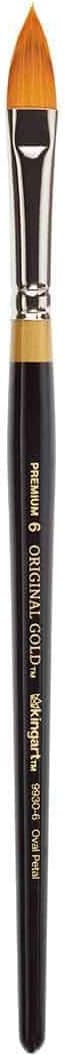 KINGART B-100 Premium – Juego de pinceles ovalados para pétalos florales de la serie 9930, oro sintético Taklon para acrílico, óleo, pintura de