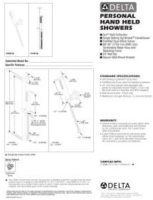 Delta Faucet Single-Spray H2Okinetic Slide Bar Ducha de mano con manguera, cabezal de ducha de mano de níquel cepillado, ducha de mano con barra