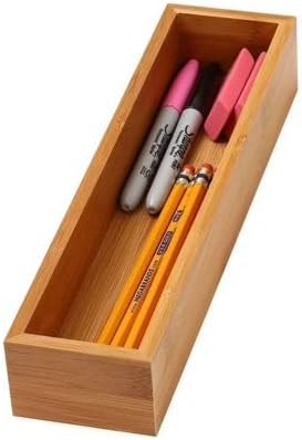 YBM Home Caja organizadora de cajones de bambú para cajón de cocina, cajón de basura, oficina, dormitorio, habitación de los niños, manualidades,