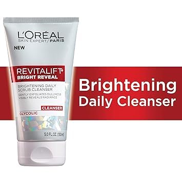 Skincare Revitalift Bright Reveal Limpiador facial con ácido glicólico, limpiador facial diario antienvejecimiento para exfoliar la opacidad e