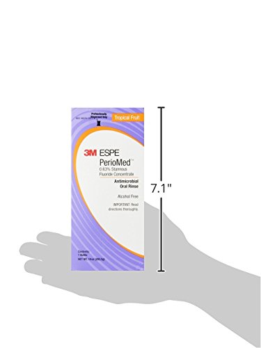 3M ESPE 12105F PerioMed – Recambio concentrado de enjuague oral con flúor estannoso al 0.63%, sabor a fruta tropical, botella de 10 onzas con bomba