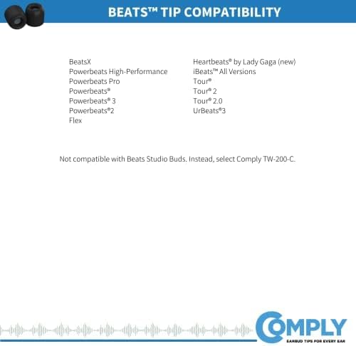 Almohadilla para audífono de espuma premium Comply, para profesionales del deporte por Jaybird Beats by Dre specific S Negro