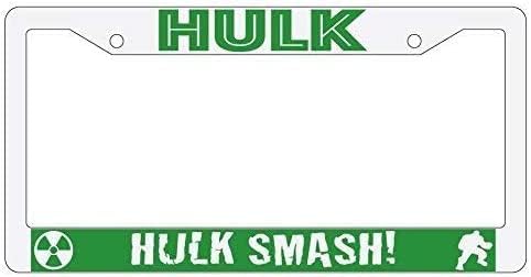 Hulk – Cubierta blanca para marco de matrícula, 6 x 12 pulgadas, novedad de aluminio de metal para automóvil, accesorios para automóvil