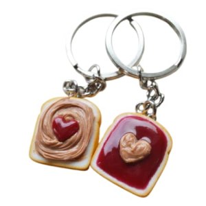 Strawberry Heart Peanut Butter and Jelly Best Friend Key Chain Set Strawberry Heart Peanut Butter and Jelly Best Friend Key Chain Set
