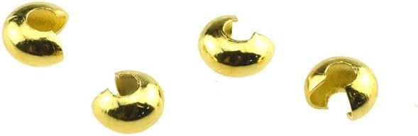 200 cuentas de crimpado de 0.12 pulgadas (0.118 in) de cobre dorado medio redondo, material de cuentas de crimpado abierto para fabricación de joyas