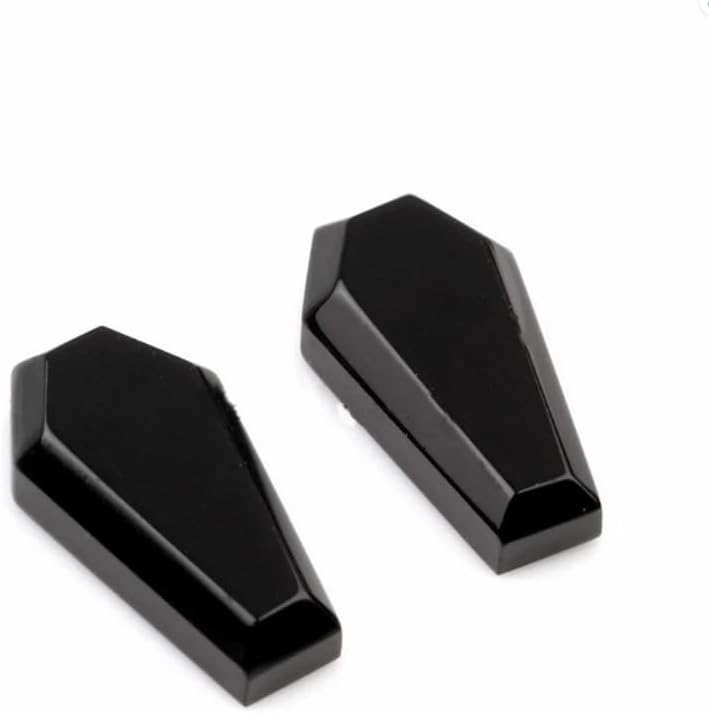 Cabujones de forma de ataúd de ónix negro natural de 0.394×0.669 in para la fabricación de joyas, colgantes, aretes, cuentas de fabricación de joyas