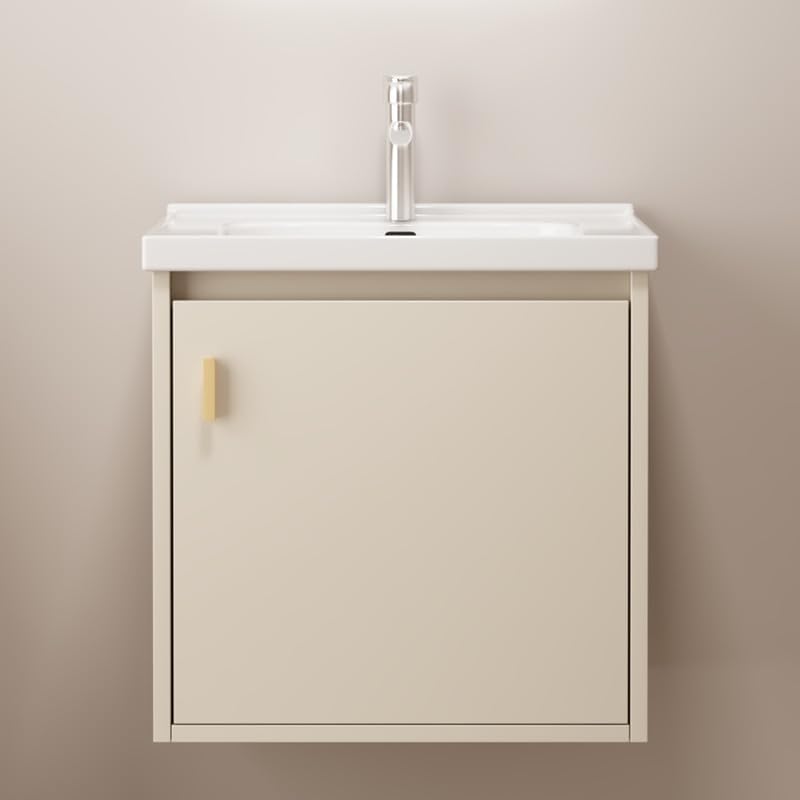Tocador de baño pequeño de 20 pulgadas montado en la pared, pequeño tocador de baño con fregadero de cerámica, tocador de baño moderno con cajones
