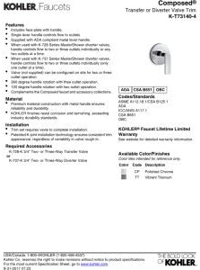 Kohler K-T73140-4-CP – Moldura de transferencia compuesta con manija de palanca, válvula no incluida, cromo pulido