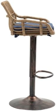 SZLIZCCC Juego de 2 taburetes giratorios de bar ajustables con reposapiés para cocina, bar, restaurante (azul)