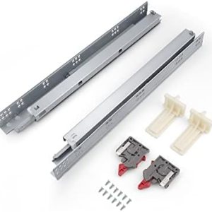4 pares de rieles de cajón de 18 pulgadas de montaje inferior, cierre suave, extensión completa, resistente, capacidad de 85 libras, deslizadores 4 pares de rieles de cajón de 18 pulgadas de montaje inferior, cierre suave, extensión completa, resistente, capacidad de 85 libras, deslizadores
