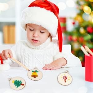 OurWarm 100 piezas de rebanadas de madera natural de 3.5 pulgadas, adornos de Navidad de madera preperforados sin terminar para manualidades,