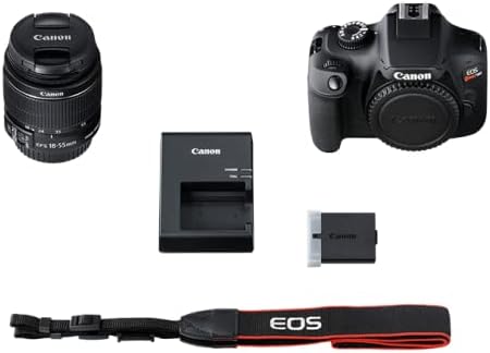Canon EOS Rebel T100  4000D Cámara DSLR con lente de 0.709-2.165 in, lente Canon EF 2.953-11.811 in, tarjeta de memoria de 64GB, kit de filtro de