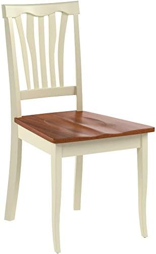 East West Furniture AVC-WHI-W Avon – Sillas de comedor de cocina  Sillas de asiento de madera maciza con respaldo de listones, juego de 2, suero de