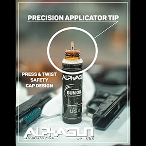 ALPHAGUN – Aceite para armas 75% más suave para un rendimiento máximo, lubricante premium fabricado en Estados Unidos para rifles, pistolas,