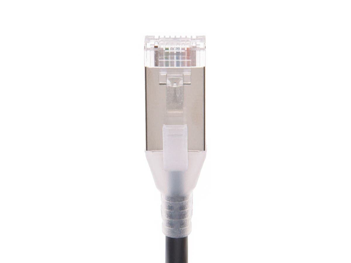 Monoprice Cable de conexión Ethernet Cat6A – 1 pie – Negro  Sin enganches, doble blindado, nivel de componente, CM, 30AWG – Serie SlimRun