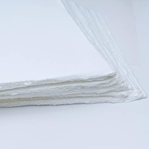 E-Tailor Hojas sueltas de papel de algodón hechas a mano con borde de cubierta de 130 GSM, color blanco marfil (4 x 6 pulgadas), marfil (paquete de