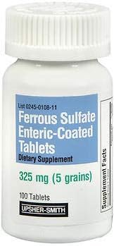 Usher-smith Sulfato ferroso 325mg comprimidos con recubrimiento entérico 100 unidades