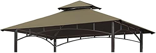CoastShade Gazebo de barbacoa de 8 x 5 pulgadas, doble nivel, techo de repuesto para techo de barbacoa al aire libre (caqui)