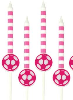 A1BakerySupplies – Decoración para tartas de fútbol (velas de balón de fútbol rosa)