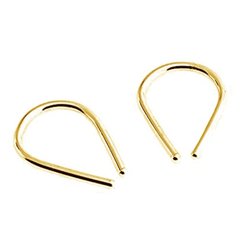 12mm 20 GA 14K Gold Filled Small Upside Down Pull Through Cartilage Huggie Hoop Earring Lightweight Tiny Cuff Earrings for Women (12mm  14K Gold