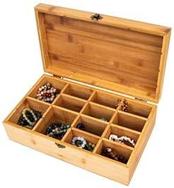 Caja de té de bambú, el mejor regalo para la familia, ajustable, 16 compartimentos, soporte para almacenamiento de té, organizador con tapa de