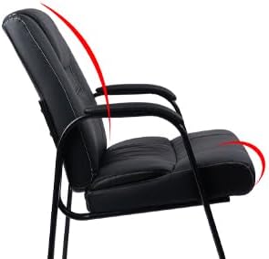 CLATINA Silla de invitados, silla de recepción, silla de escritorio de piel sintética con reposabrazos acolchado para recepción, oficina, sala de