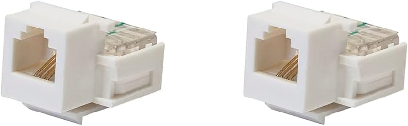 Monoprice RJ-11 Conector Keystone sin herramientas, blanco (107288) (paquete de 2)