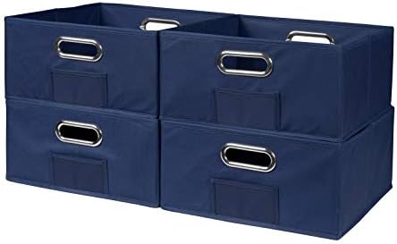 Niche Contenedores de almacenamiento, de tela, plegables, de tamaño medio (juego de 4), azul