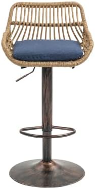 SZLIZCCC Juego de 2 taburetes giratorios de bar ajustables con reposapiés para cocina, bar, restaurante (azul)