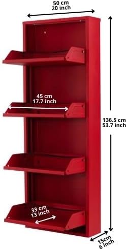 Zapatero con cajón abatible, organizador de almacenamiento, zapatero independiente, montado en la pared, sin montaje (blanco, 4 cajones)