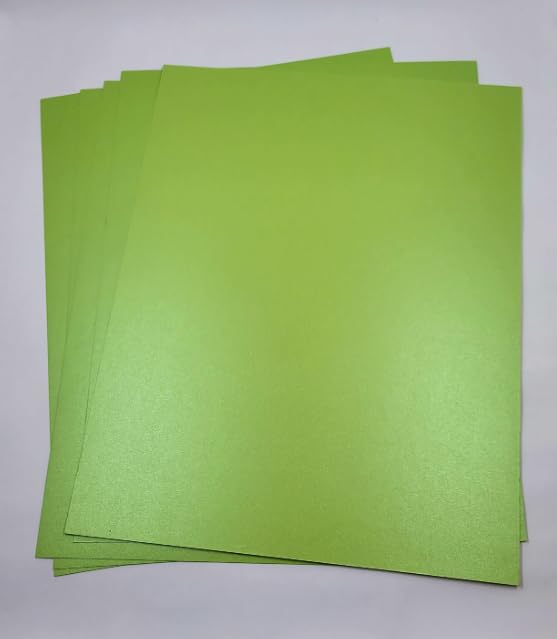 Green paper cardstock paper card stock paper metallic cardstock 8.5 x 11 in Set of 5 Sheets