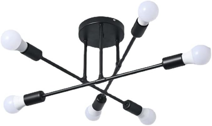Lámpara de techo semiempotrada, moderna lámpara Sputnik con 6 luces, lámpara de techo Sputnik moderna con base de bombilla E26, accesorios de
