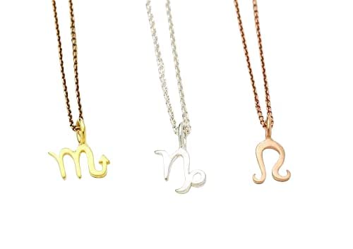 Gold Zodiac Sign Necklace 14 Tiny Solid Gold Personalized Pendant Charm 9k 18k Yellow White Rose Virgo Leo Gemini Minimalist Gift Thalassajewelry