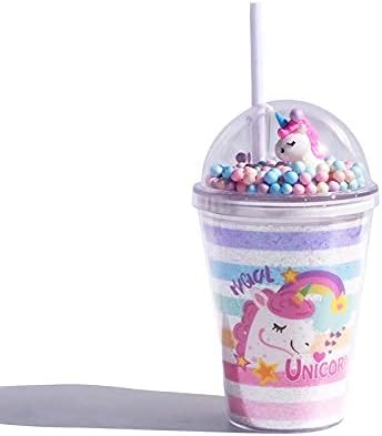 Vasos de unicornio con pajita para fiestas infantiles, vasos de viaje, tazas de café helado, vaso de plástico reutilizable, botella de agua Gfit