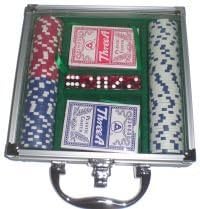 Juego de fichas de póquer en estuche de aluminio con tapa acrílica (100 piezas)