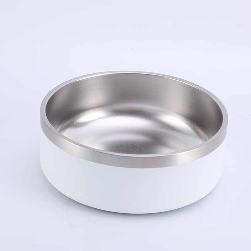 Cuenco blanco para perros de 32 onzas de 4 tazas, tazón de acero inoxidable de doble pared para mascotas, cuenco aislado al vacío, tazón