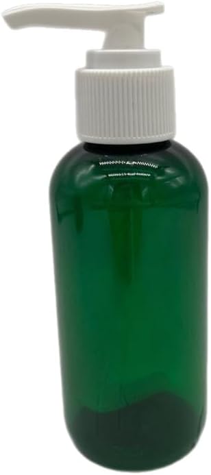 Botellas verdes Boston sin BPA de 4 onzas, paquete de 6 recipientes vacíos recargables, aceites esenciales, aromaterapia, bomba blanca, fabricadas