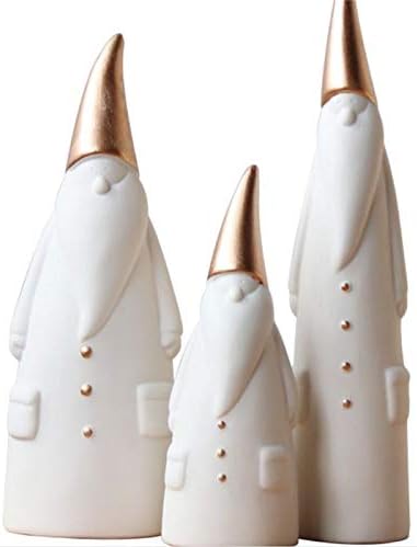 Simplifi-Life – Juego de 3 figuras de Papá Noel (cerámica, hechas a mano), color blanco