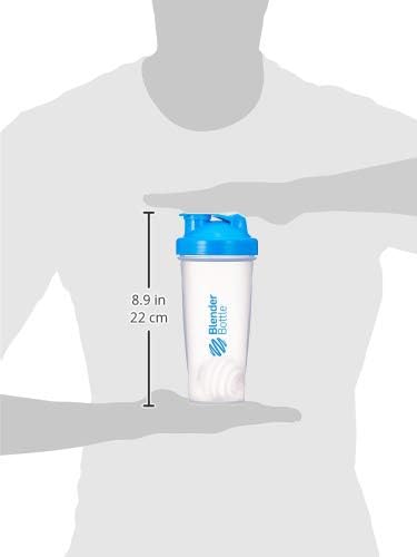 BlenderBottle Taza de coctelera clásicaagitador de dietacoctelera de proteínas con Blenderball  27.7 fl oz – cian claro