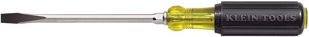 Klein Tools Destornillador de cabeza plana 602-10 con punta trapezoidal de 38 pulgadas, fabricado en Estados Unidos, vástago redondo resistente de