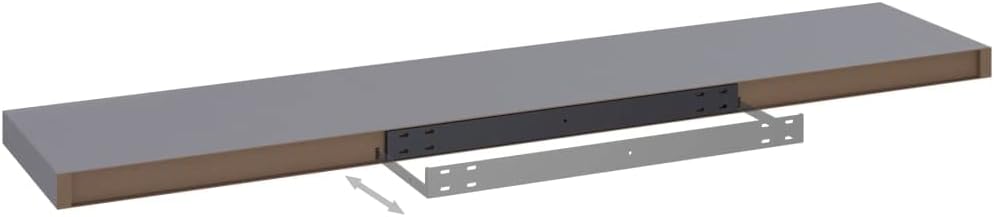 4 estantes flotantes montados en la pared, estantes de pared de MDF grises para dormitorio con soportes invisibles, estantes grises para decoración