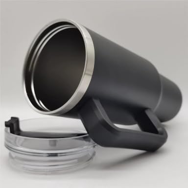 Vaso de 40 onzas con asa y tapa con pajilla, taza de viaje aislada de acero inoxidable para bebidas calientes y frías, taza grande simple y elegante