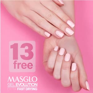MASGLO GEL EVOLUTION – Esmalte de uñas efecto gel sin lámpara LED, duración hasta 12 días, 3 unidades, base, esmalte virgen, brillo – Efecto Gel sin