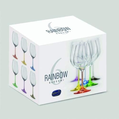 Juego de 6 vasos de cristal de vino blanco de 12 onzas cada tallo de diferentes colores