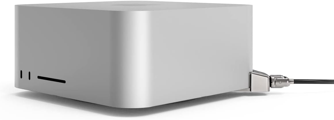 Compulocks Mac Studio Ledge Lock Adaptador con cerradura de cable con llave, color plateado
