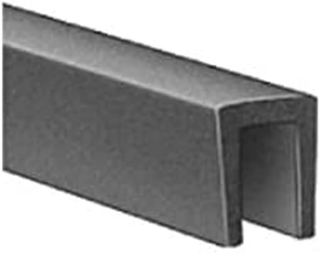 Borde de goma de neopreno en forma de U, estilo 029  Ht. 0.7in x ancho 1.0in  negro  25 pies de largo