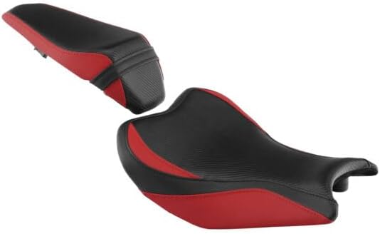 TCMT Asientos de conductor y pasajeros negros y rojos aptos para Kawasaki Z900 2017-2023 2018 19