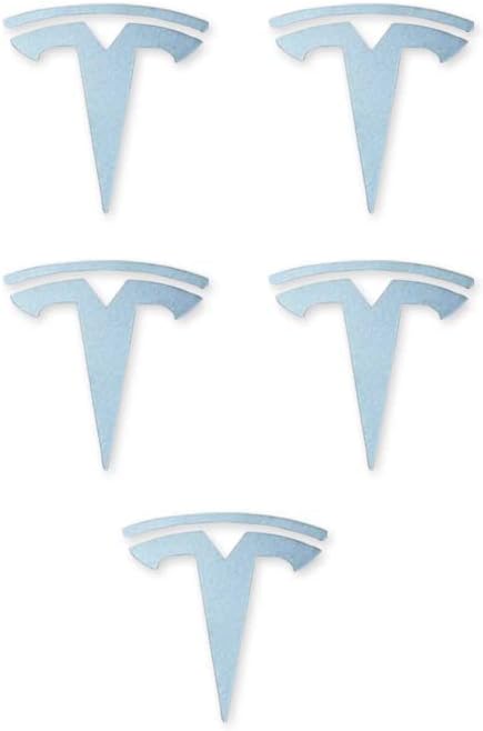 Calcomanías adhesivas con logotipo en T para llanta de rueda de tapa central, 5 piezas compatibles con Tesla Model 3 e Y plateado