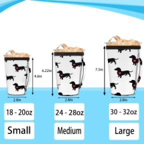 Funda de café helado con asa para perro animal, lindo corazón salchicha, reutilizable, de neopreno, con aislamiento, para bebidas frías, bebidas, 30