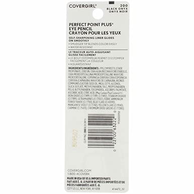 CoverGirl Perfect Point Plus Black Onyx 200 Lápiz delineador de ojos, 2 por estuche.